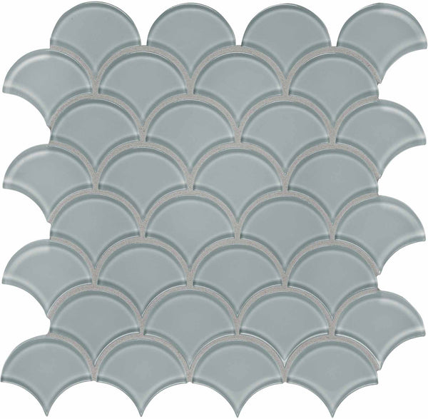 Anatolia Scallop Element Dark Colors Glass Mosaic, SHADOW