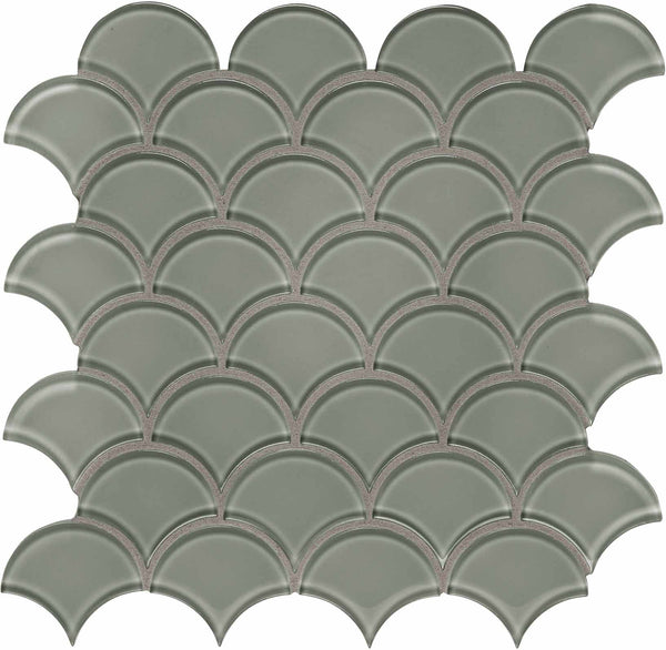 Anatolia Scallop Element Dark Colors Glass Mosaic, SMOKE