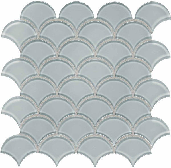Anatolia Scallop Element Light Colors Glass Mosaic, CLOUD