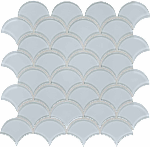 Anatolia Scallop Element Light Colors Glass Mosaic, SKYLIGHT
