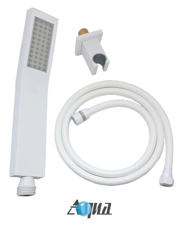 KubeBath Aqua Piazza Handheld Kit With Handheld, 5' Long Hose and Wall Adapter - Matte White Finish