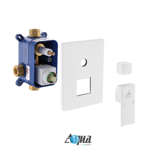 KubeBath Aqua Piazza 2-Way Rough-In Valve With Cover Plate, Handle and Diverter - Matte White Finish