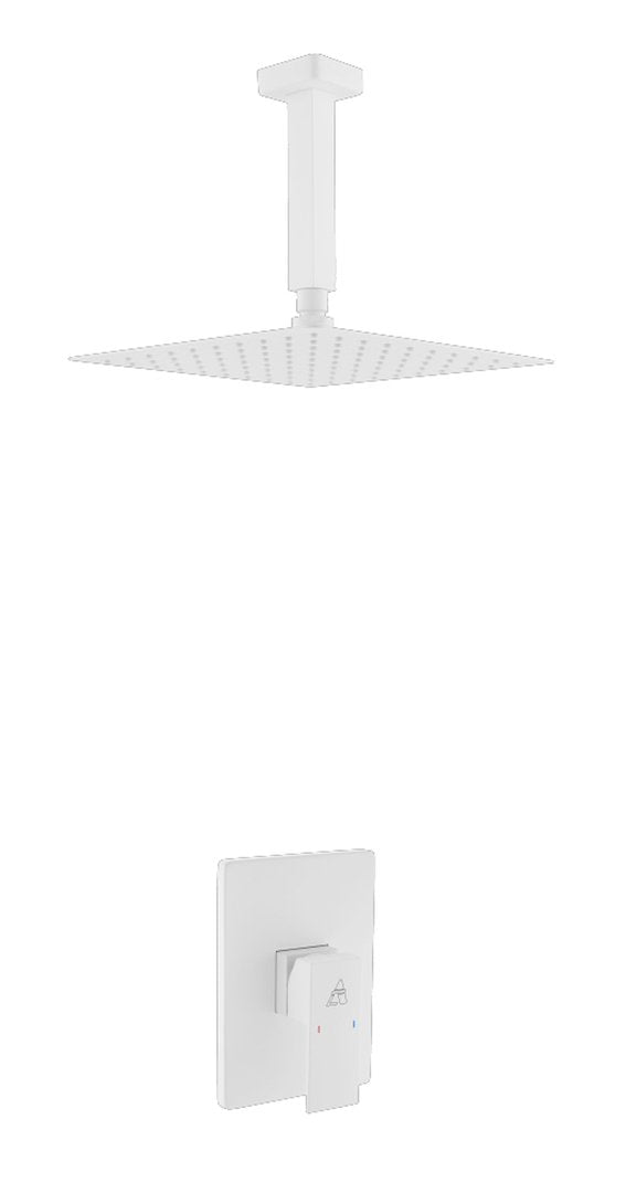 KubeBath Aqua Piazza Matte White Shower Set with 8