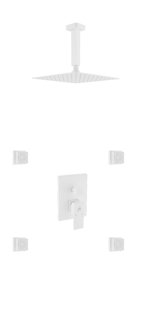 KubeBath Aqua Piazza Matte White Shower Set with 8