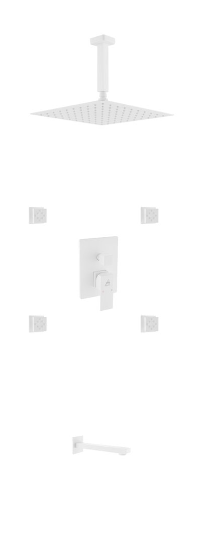 KubeBath Aqua Piazza Matte White  Shower Set with 8