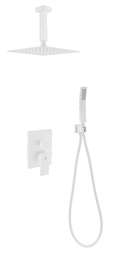KubeBath Aqua Piazza Matte White Shower Set with 8