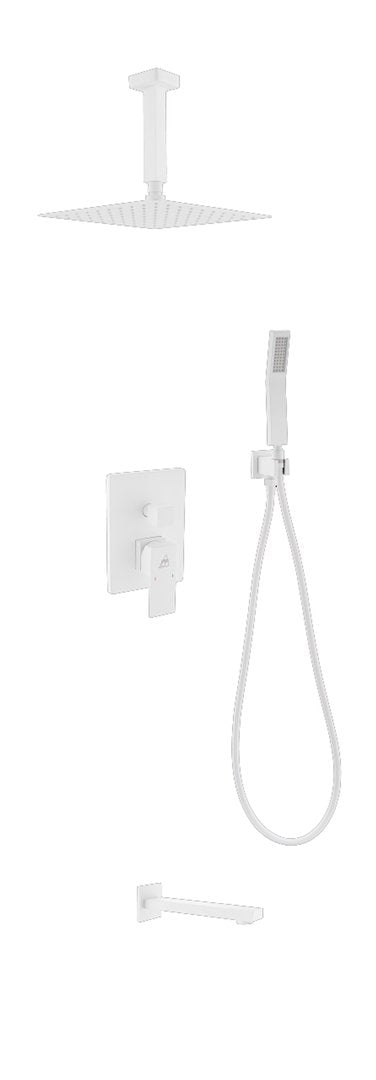 KubeBath Aqua Piazza Matte White Shower Set with 8