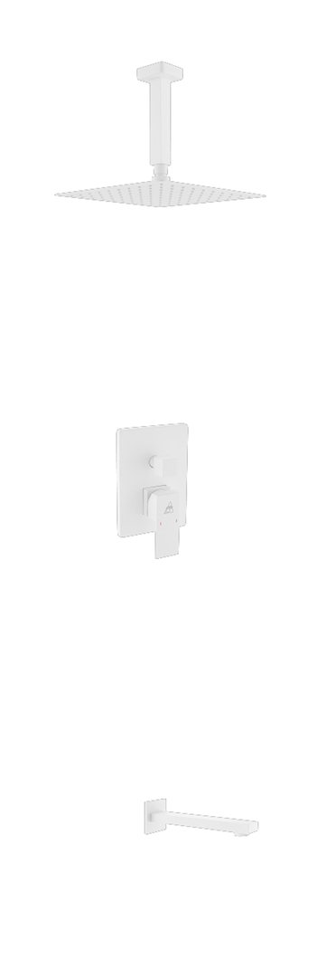 KubeBath Aqua Piazza Matte White Shower Set with 8