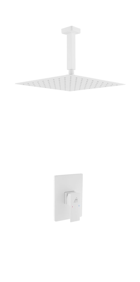 KubeBath Aqua Piazza Matte White Shower Set with 12