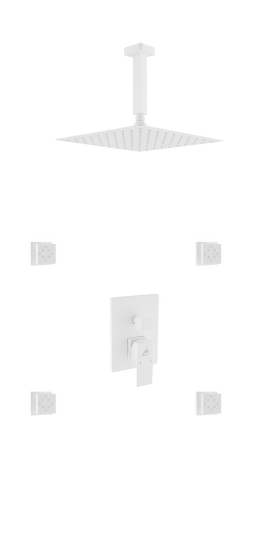 KubeBath Aqua Piazza Matte White Shower Set with 12