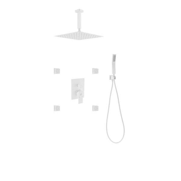KubeBath Aqua Piazza Matte White Shower Set with 12