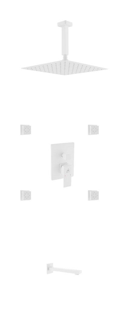 KubeBath Aqua Piazza Matte White Shower Set with 12