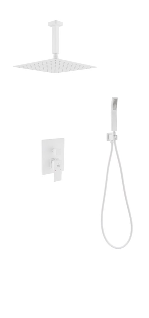 KubeBath Aqua Piazza Matte White Shower Set with 12