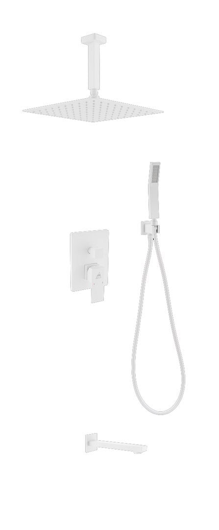 KubeBath Aqua Piazza Matte White Shower Set with 12