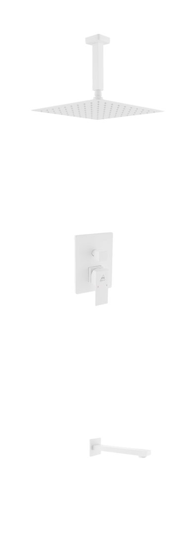 KubeBath Aqua Piazza Matte White Shower Set with 12