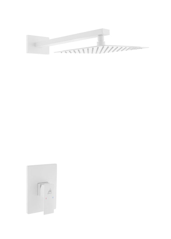 KubeBath Aqua Piazza Matte White Shower Set with 8