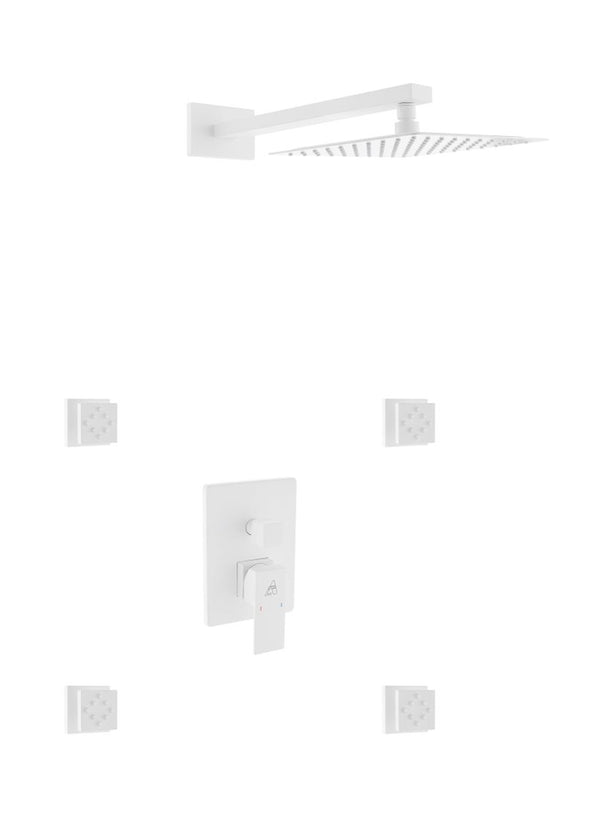KubeBath Aqua Piazza Matte White Shower Set with 8
