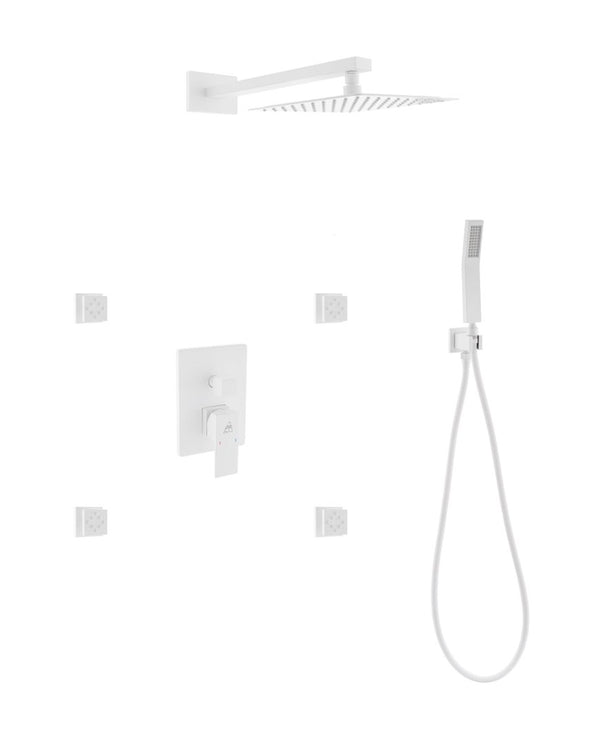 KubeBath Aqua Piazza Matte White Shower Set with 8