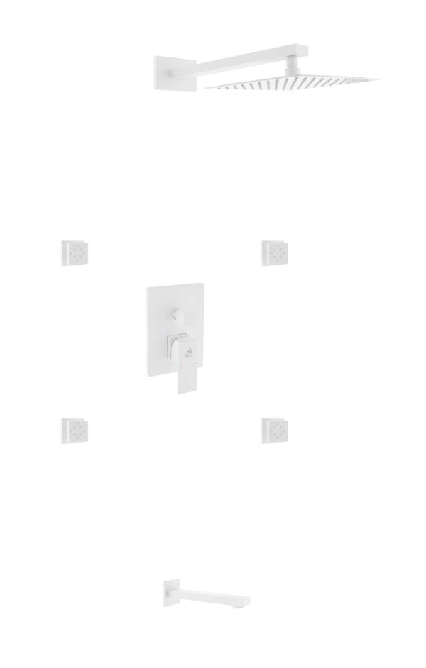 KubeBath Aqua Piazza Matte White Shower Set with 8