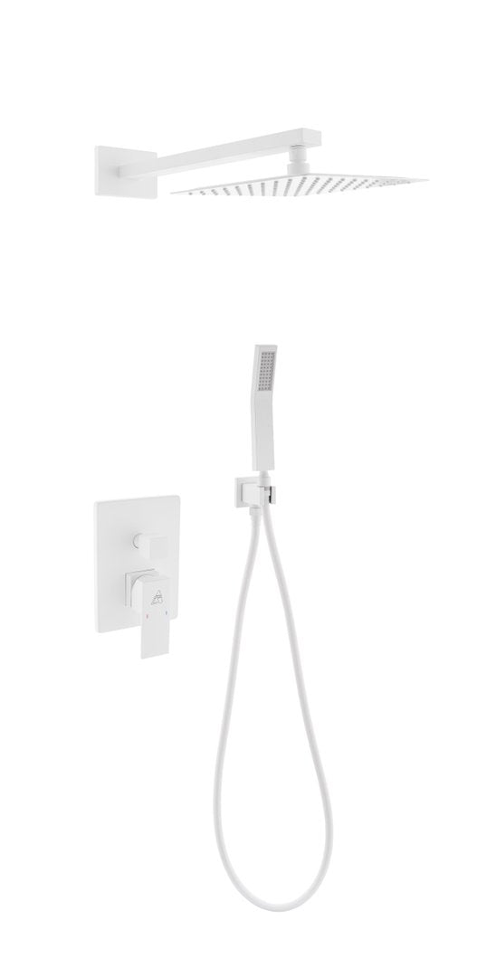 KubeBath Aqua Piazza Matte White Shower Set with 8