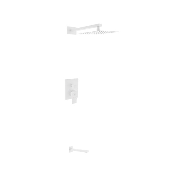 KubeBath Aqua Piazza Matte White Shower Set with 8