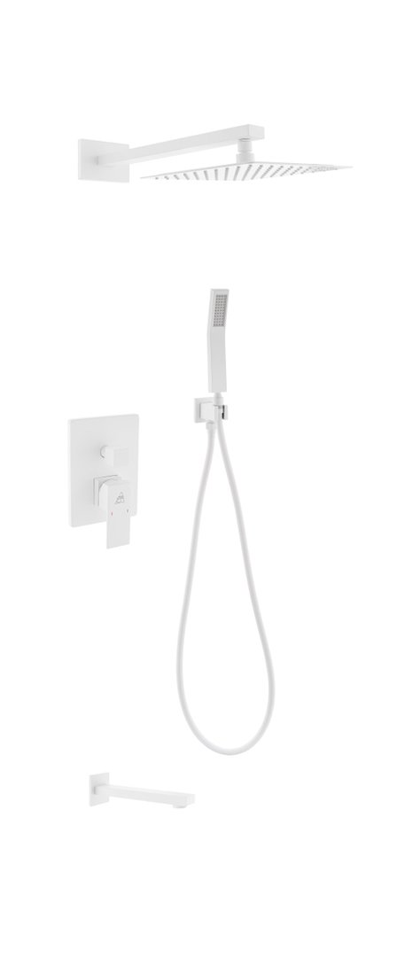 KubeBath Aqua Piazza Matte White Shower Set with 8