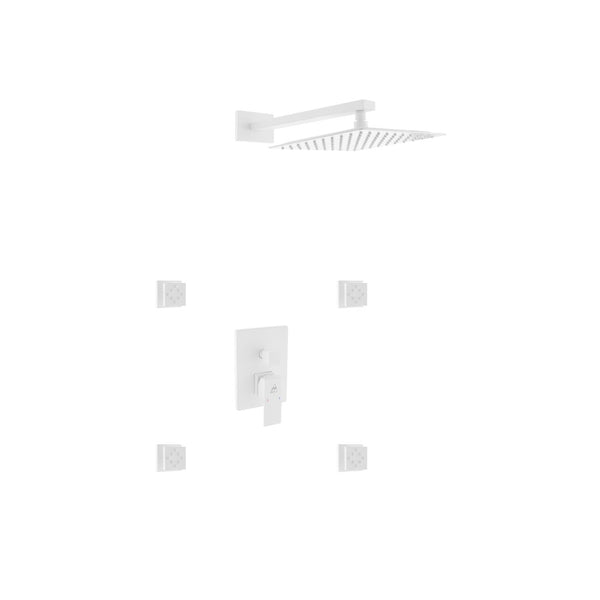 KubeBath Aqua Piazza Matte White Shower Set with 12