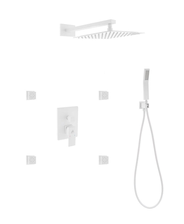 KubeBath Aqua Piazza Matte White Shower Set with 12
