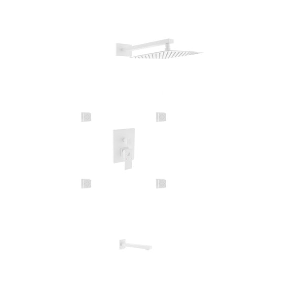KubeBath Aqua Piazza Matte White Shower Set with 12