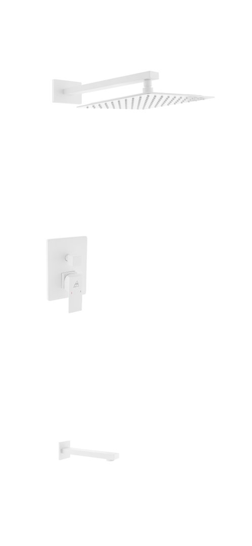 KubeBath Aqua Piazza Matte White Shower Set with 12