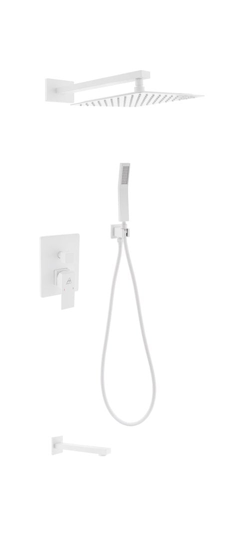 KubeBath Aqua Piazza Matte White Shower Set with 12
