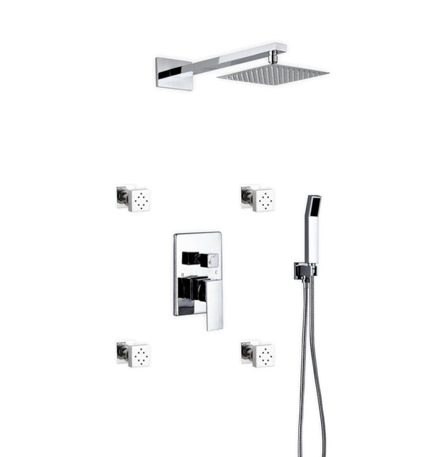 KubeBath Aqua Piazza Brass Shower Set with 8
