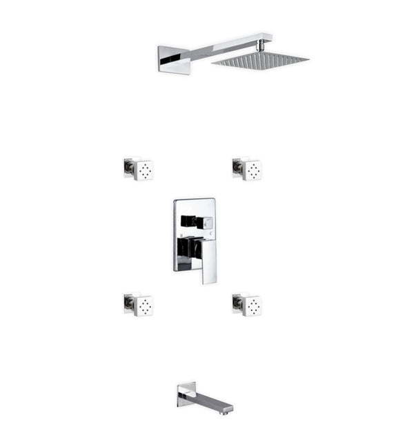 KubeBath Aqua Piazza Brass Shower Set with 8