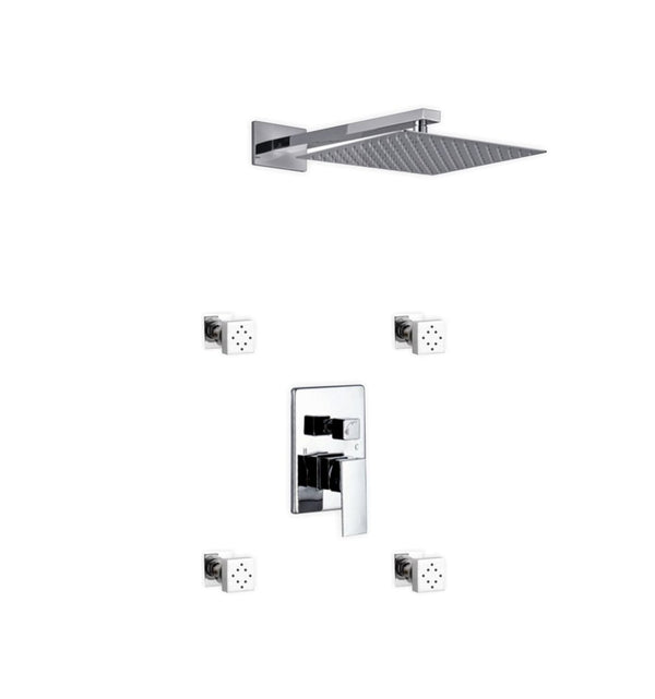 KubeBath Aqua Piazza Brass Shower Set with 12