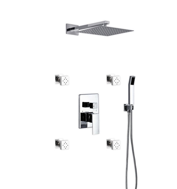 KubeBath Aqua Piazza Brass Shower Set with 12
