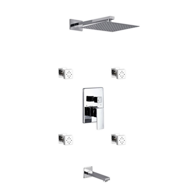 KubeBath Aqua Piazza Brass Shower Set with 12