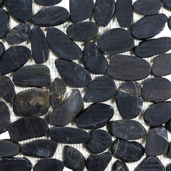Anatolia Zen Tahitian Black Sand Natural Pebble Mosaic