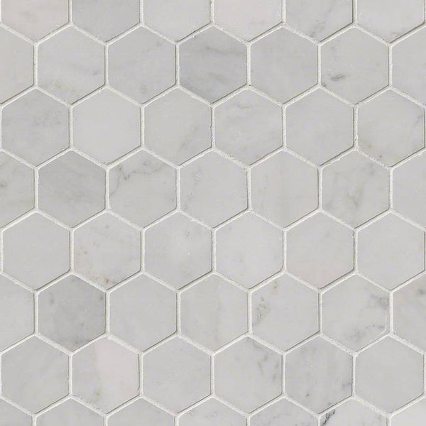 MSI Hexagon Mosaic Tiles Carrara White-Cool Polished 12