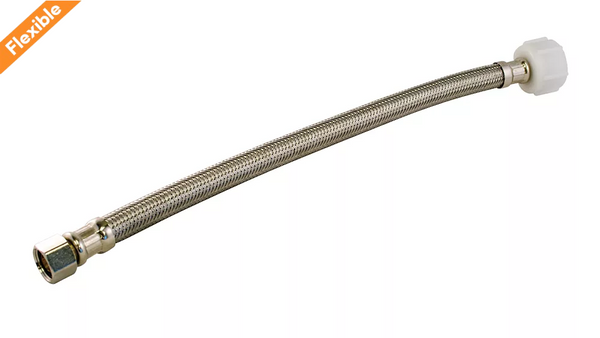 Aqua-Dynamic Flexible Connector For Toilet Stainless Steel 3/8 Inch Comp. x 7/8 Inch Ballcock x 16 inch