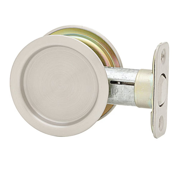 Round Pocket Door Handle Passage in Satin Nickel