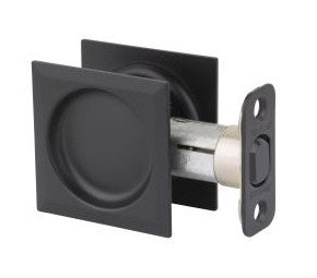 Square Pocket Door Handle Passage in Black