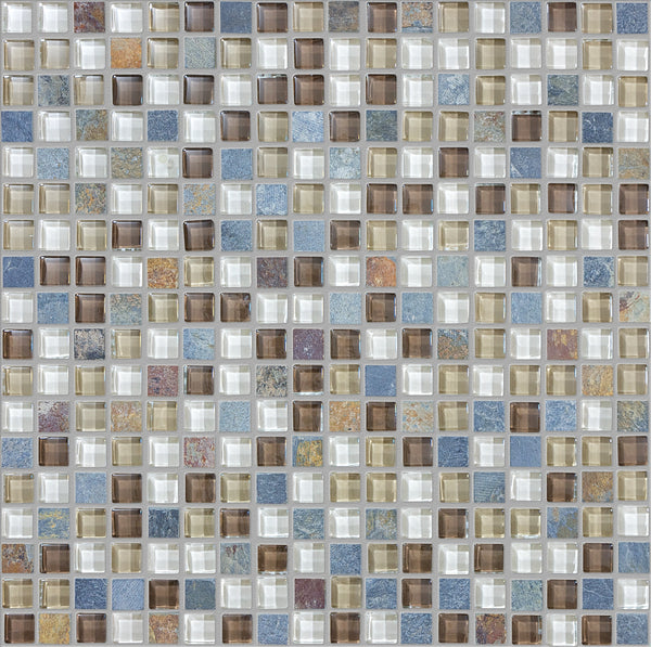 Anatolia 5/8 x 5/8 in (1.6 x 1.6 cm) Glass Slate Blend Mosaic, AMBER TEA