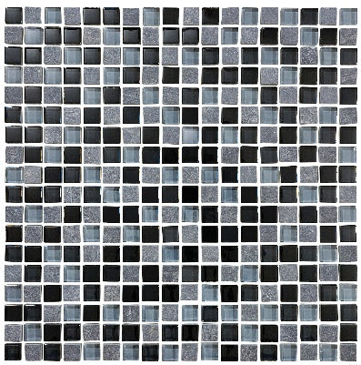 Anatolia 5/8 x 5/8 in (1.6 x 1.6 cm) Glass Slate Blend Mosaic, BLACK TIMBER