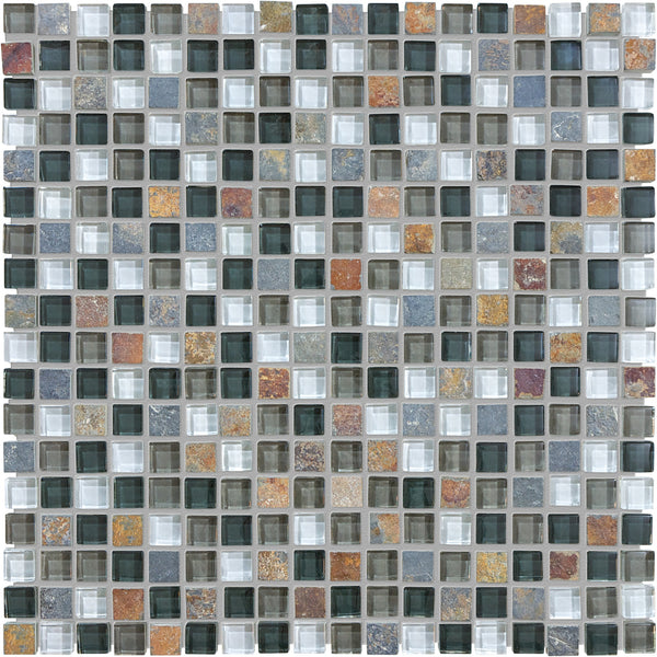 Anatolia 5/8 x 5/8 in (1.6 x 1.6 cm) Glass Slate Blend Mosaic, SMOKY MICA