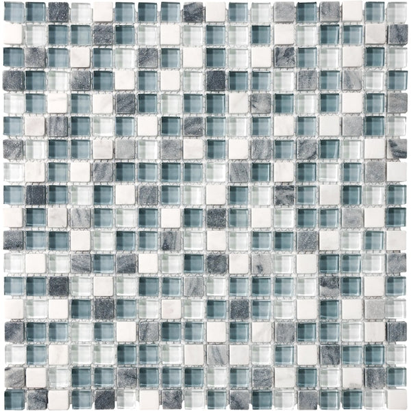 Anatolia 5/8 x 5/8 in (1.6 x 1.6 cm) Glass Stone Blend Mosaic, WATERFALL