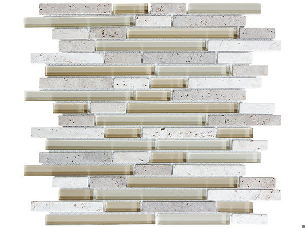 Anatolia Random Strip Glass Stone Blend Mosaic, CRÈME BRULEE