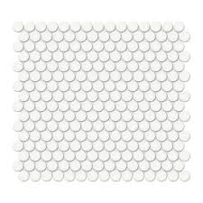 Anatolia 3/4 in (1.9 cm) Penny Round Soho Glossy Glazed Porcelain Mosaic, CANVAS WHITE