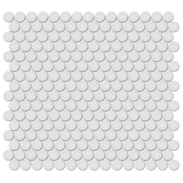 Anatolia 3/4 in (1.9 cm) Penny Round Soho Glossy Glazed Porcelain Mosaic, GALLERY GREY