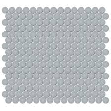 Anatolia 3/4 in (1.9 cm) Penny Round Soho Glossy Glazed Porcelain Mosaic, CLOUD BLUE