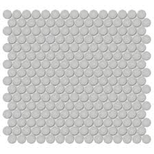 Anatolia 3/4 in (1.9 cm) Penny Round Soho Matte Glazed Porcelain Mosaic, GALLERY GREY